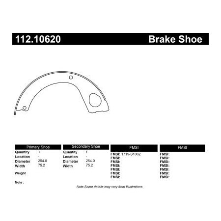 Centric Centric Riveted Parking Brake Shoes, Centric Parts 112.10620 112.1062